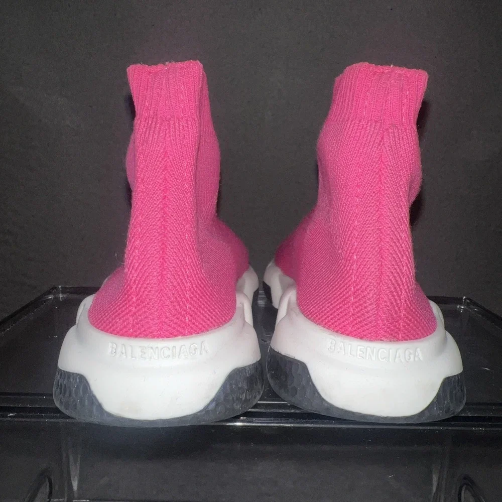 Balenciaga Speed LT Sock Knit Sneakers Youth Sz 9-9.9 Fuchsia Pink Slip On Shoes